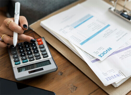 calculator and documents